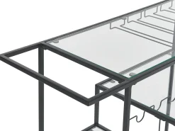 Servierwagen Metall / Glas Schwarz Mit Weinregal 4 Etagen Marcola