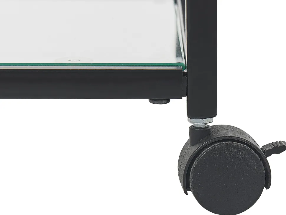 Servierwagen Metall / Glas Schwarz Mit Weinregal 4 Etagen Marcola
