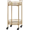 Servierwagen Metall Gold Spiegeleffekt 2 Etagen Rund Farley
