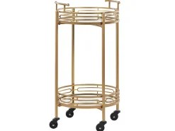 Servierwagen Metall Gold Spiegeleffekt 2 Etagen Rund Farley