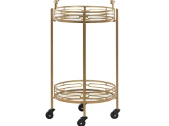Servierwagen Metall Gold Spiegeleffekt 2 Etagen Rund Farley