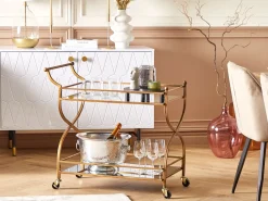 Servierwagen Metall Gold Spiegeleffekt 2 Etagen Larino