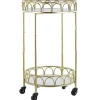 Servierwagen Metall Weis / Gold Marmor Optik 2 Etagen Rund Shafter