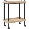 Servierwagen Paulowniaholz Heller Holzfarbton / Schwarz 2 Etagen Taggio