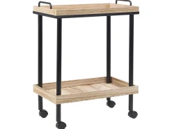Servierwagen Paulowniaholz Heller Holzfarbton / Schwarz 2 Etagen Taggio