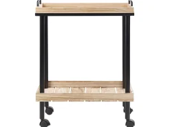 Servierwagen Paulowniaholz Heller Holzfarbton / Schwarz 2 Etagen Taggio
