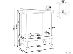 Servierwagen Paulowniaholz Heller Holzfarbton / Schwarz 2 Etagen Taggio
