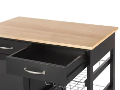 Servierwagen Schwarz / Heller Holzfarbton Mit 2 Schubladen Boves