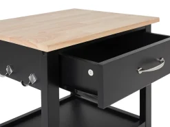 Servierwagen Schwarz / Heller Holzfarbton Mit Schublade Siena