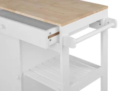 Servierwagen Weis / Heller Holzfarbton Mit Schublade Trapani