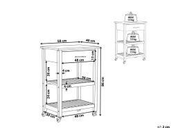 Servierwagen Weis / Heller Holzfarbton Mit Schublade Hiuma