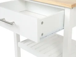 Servierwagen Weis / Heller Holzfarbton Mit Schublade Hiuma