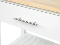Servierwagen Weis / Heller Holzfarbton Mit Schublade Hiuma