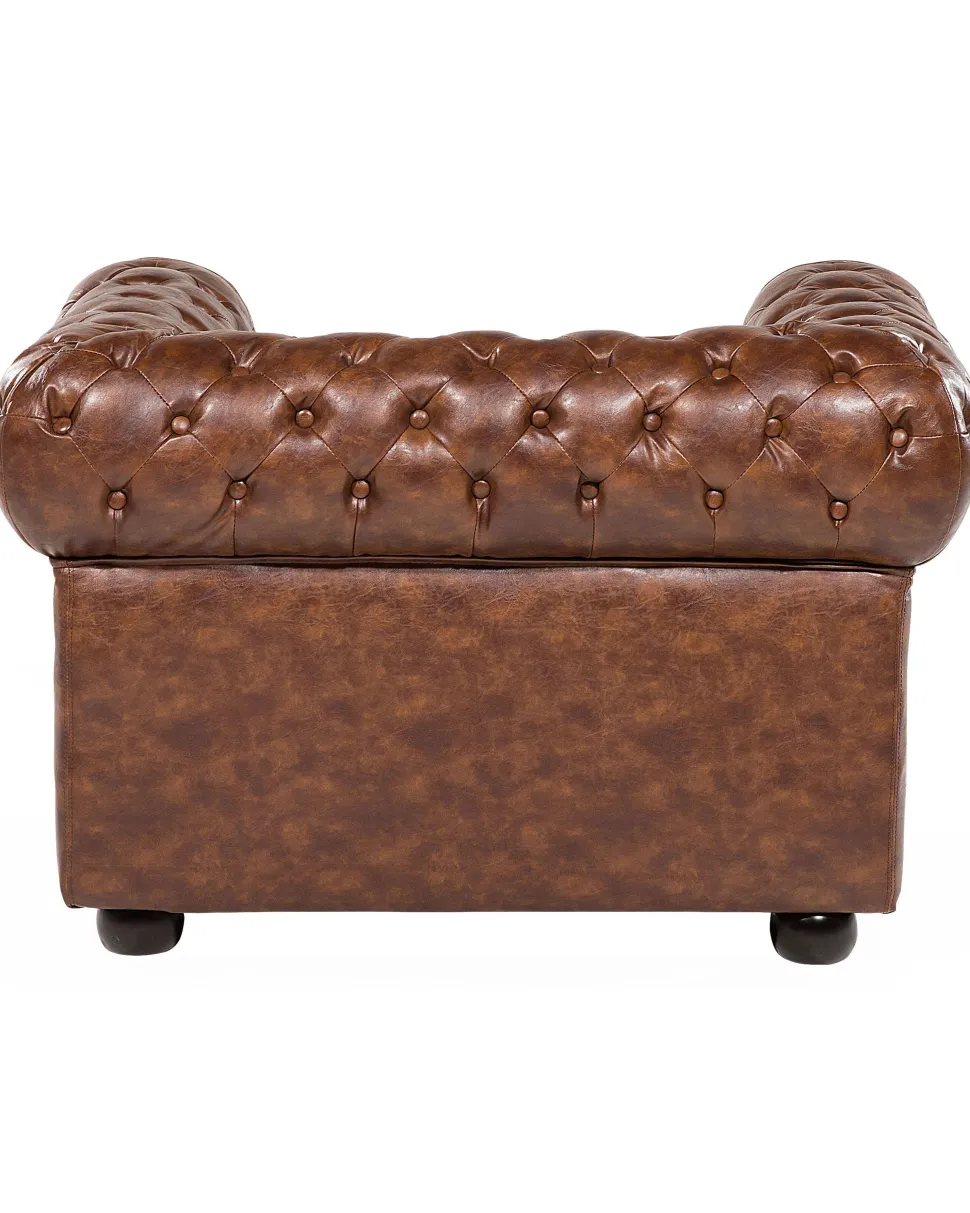 Sessel Kunstleder Goldbraun Chesterfield