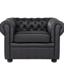 Sessel Leder Schwarz Chesterfield