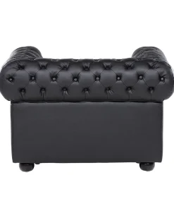 Sessel Leder Schwarz Chesterfield