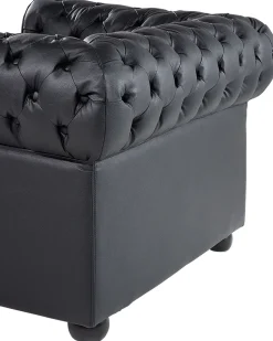 Sessel Leder Schwarz Chesterfield