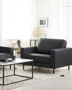 Sessel Leder Schwarz Savalen