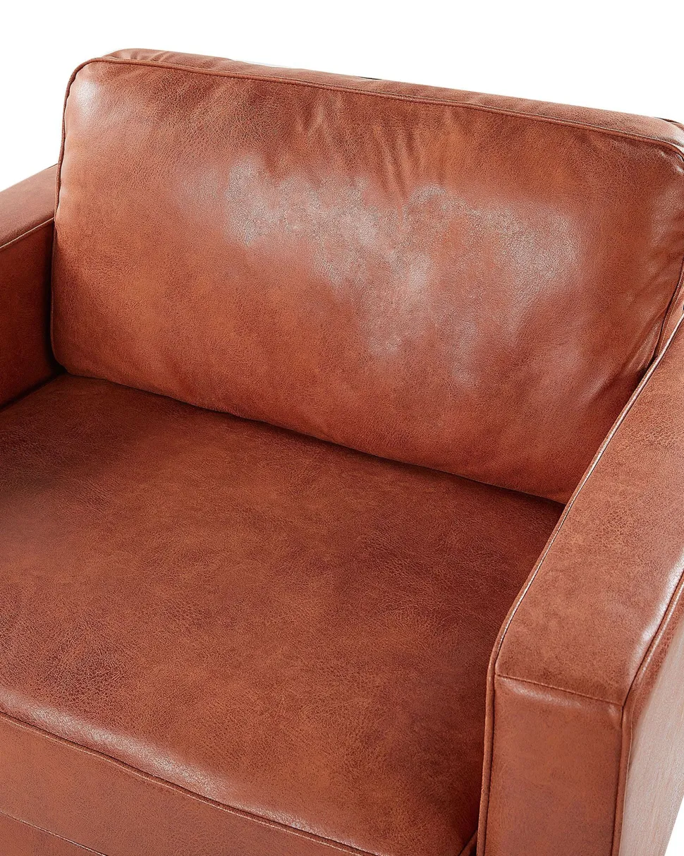 Sessel Lederoptik Goldbraun / Schwarz Savalen