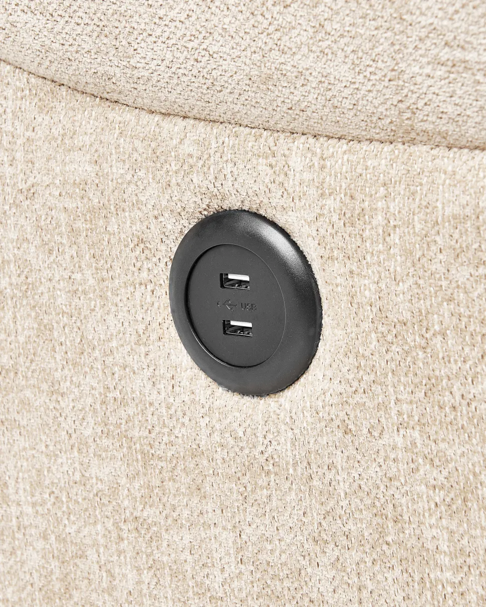 Sessel Polsterbezug Beige Led-Beleuchtung Usb-Port Verstellbar Somero