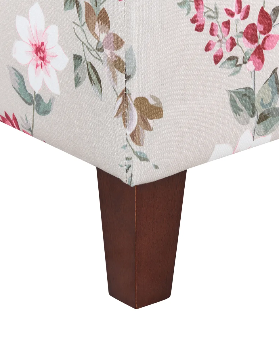 Sessel Polsterbezug Beige Blumenmuster Plus Hocker Hamar