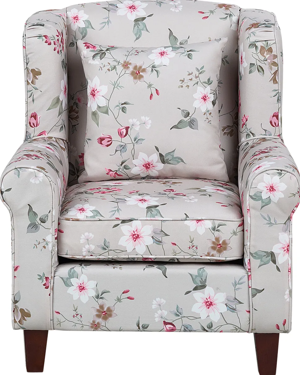 Sessel Polsterbezug Beige Blumenmuster Plus Hocker Hamar