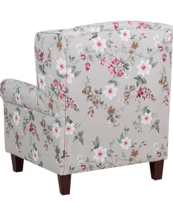 Sessel Polsterbezug Beige Blumenmuster Plus Hocker Hamar
