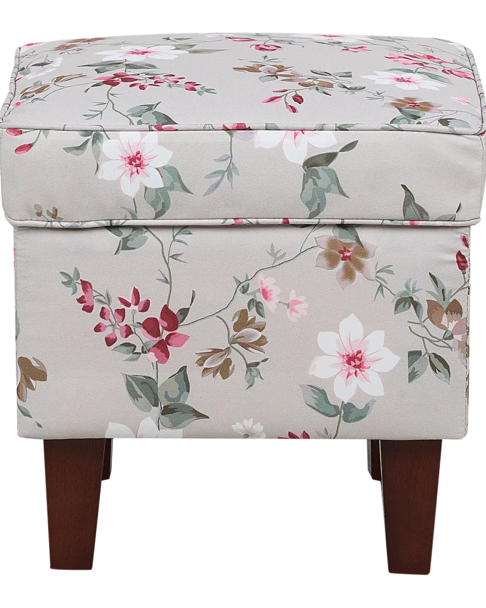 Sessel Polsterbezug Beige Blumenmuster Plus Hocker Hamar