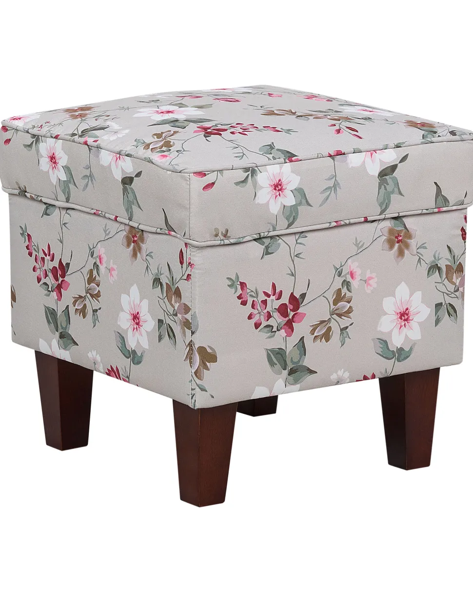 Sessel Polsterbezug Beige Blumenmuster Plus Hocker Hamar
