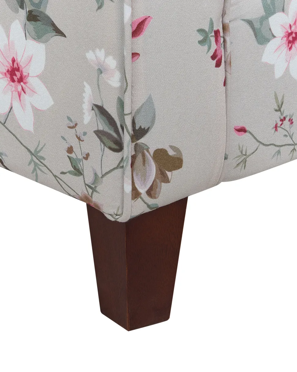Sessel Polsterbezug Beige Blumenmuster Plus Hocker Hamar