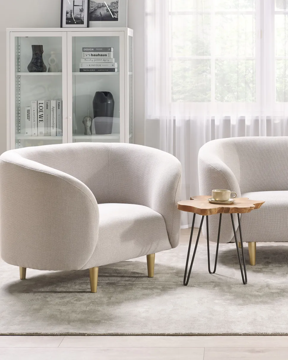 Sessel Polsterbezug Beige / Gold Loen