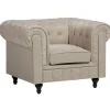 Sessel Polsterbezug Beige Chesterfield Gros