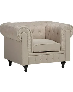 Sessel Polsterbezug Beige Chesterfield Gros