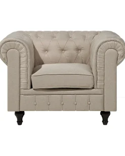 Sessel Polsterbezug Beige Chesterfield Gros