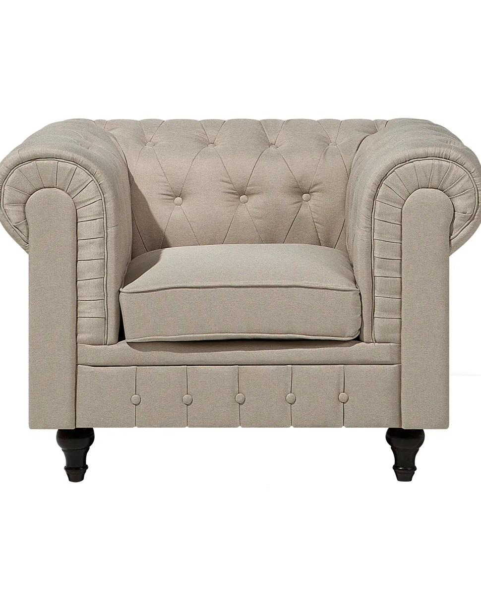 Sessel Polsterbezug Beige Chesterfield Gros