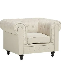 Sessel Polsterbezug Beige Chesterfield