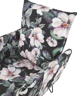 Sessel Polsterbezug Blumenmuster Schwarz Ribe