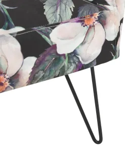 Sessel Polsterbezug Blumenmuster Schwarz Ribe