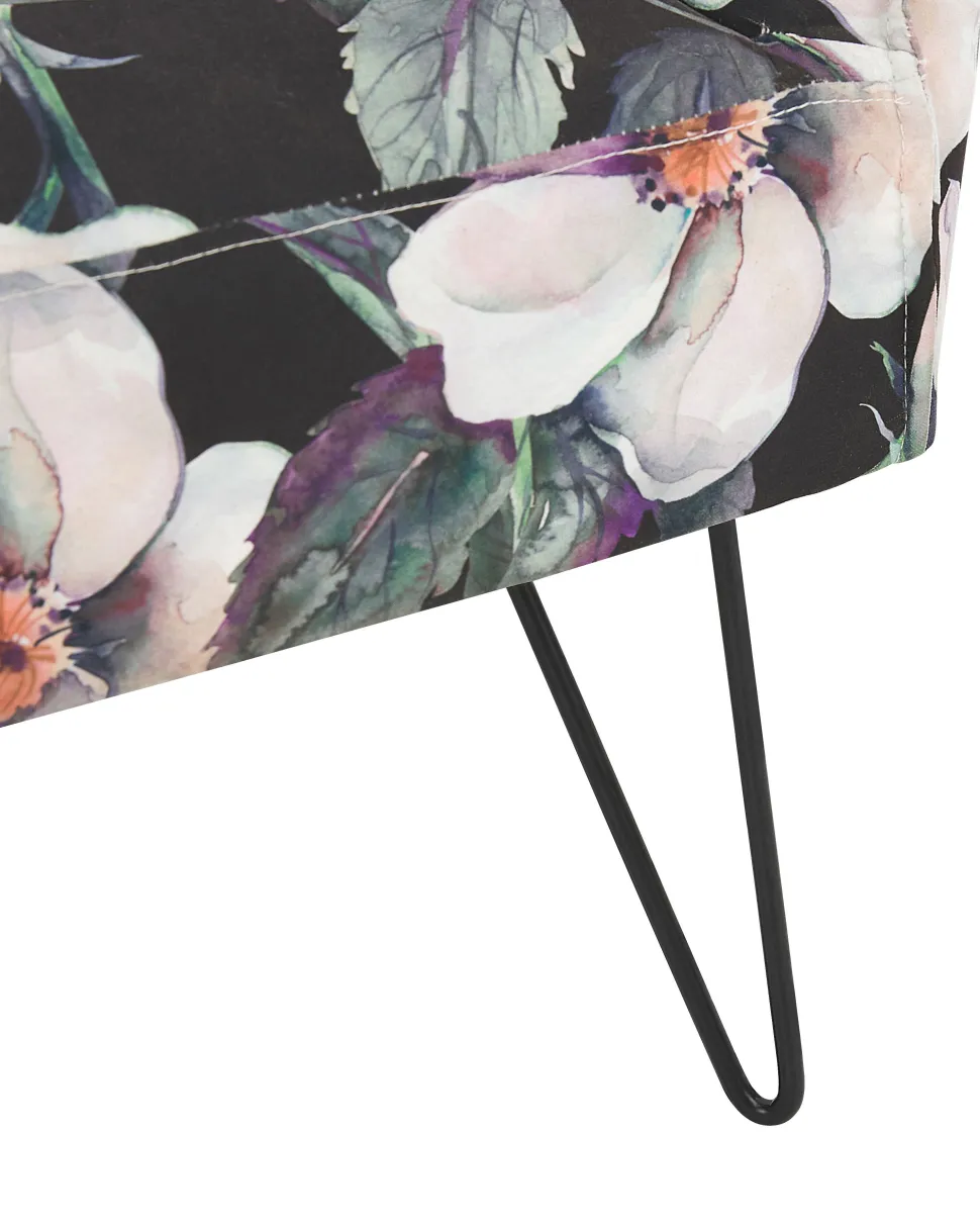 Sessel Polsterbezug Blumenmuster Schwarz Ribe