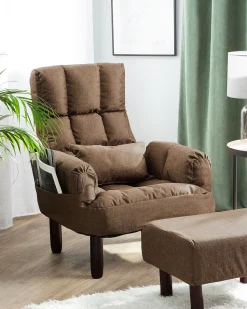 Sessel Polsterbezug Braun Plus Hocker Oland