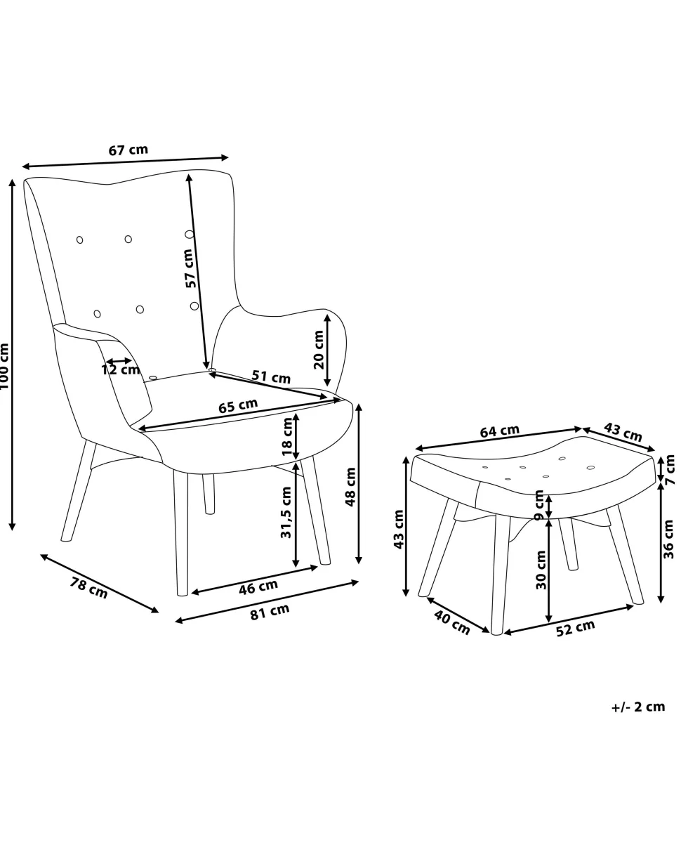 Sessel Polsterbezug Dunkelblau Plus Hocker Vejle
