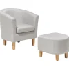 Sessel Polsterbezug Grau Mit Hocker Holden