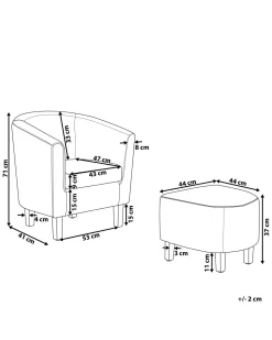 Sessel Polsterbezug Grau Mit Hocker Holden