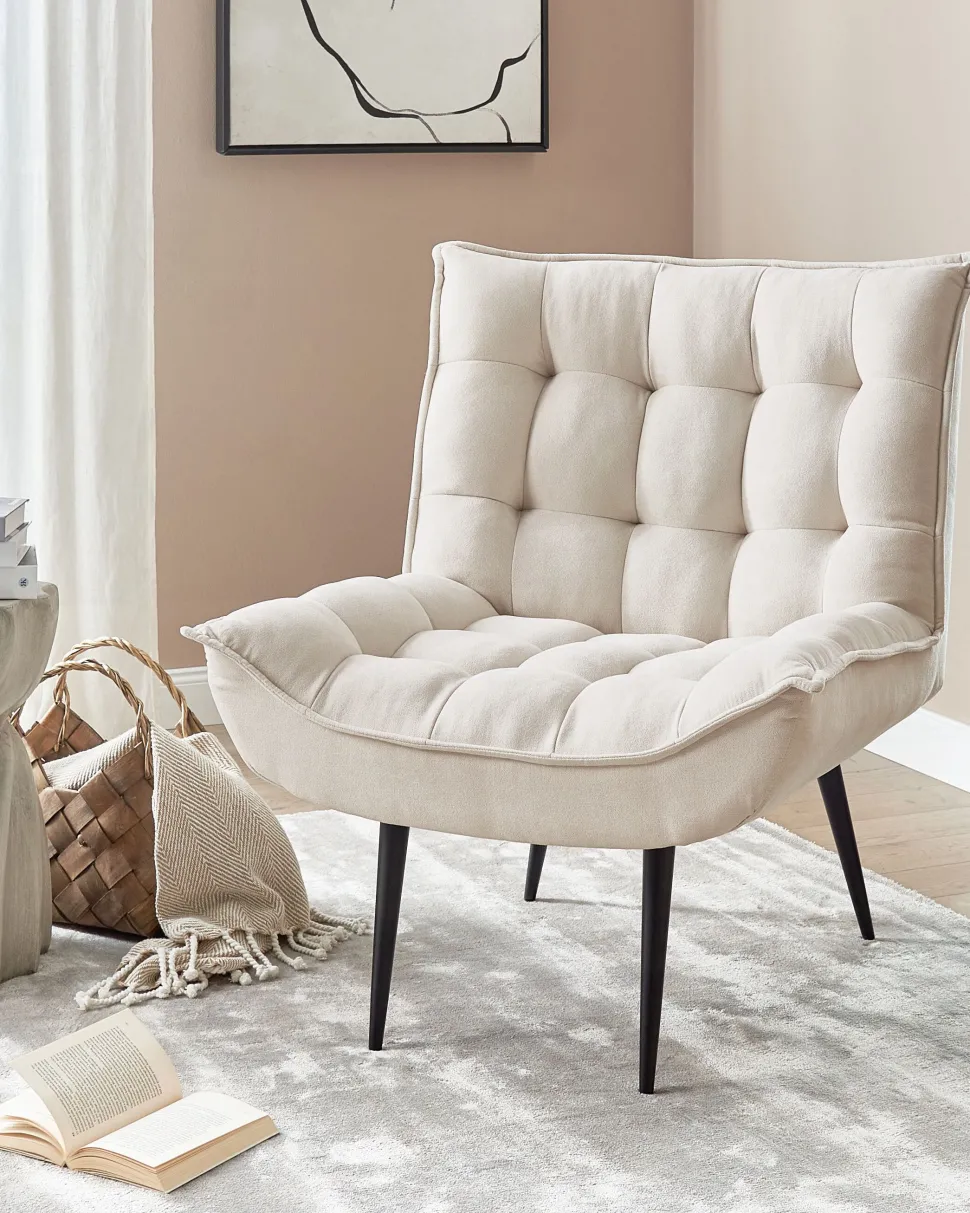 Sessel Polsterbezug Hellbeige / Schwarz Alvesta