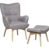 Sessel Polsterbezug Hellgrau Plus Hocker Vejle