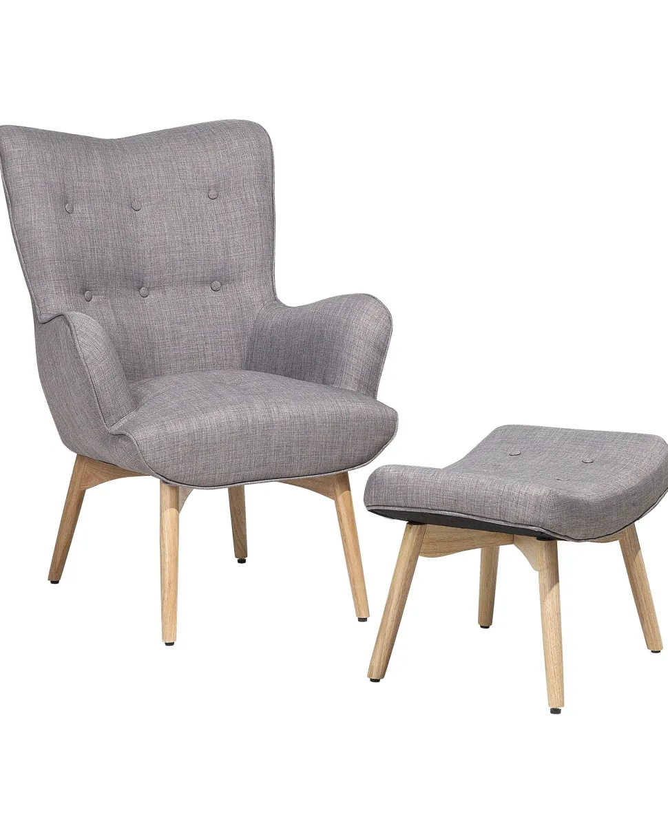 Sessel Polsterbezug Hellgrau Plus Hocker Vejle