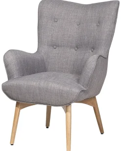Sessel Polsterbezug Hellgrau Plus Hocker Vejle