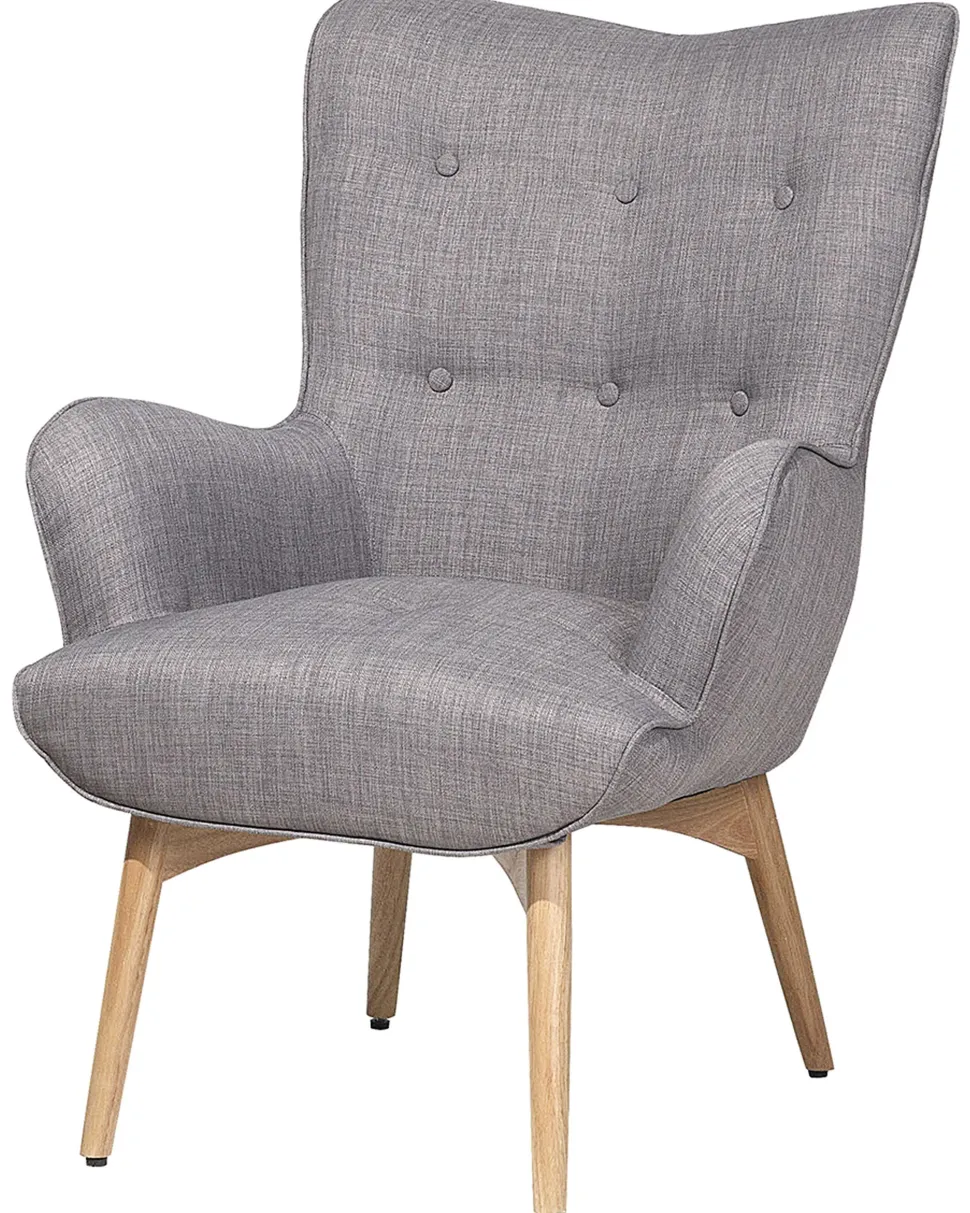 Sessel Polsterbezug Hellgrau Plus Hocker Vejle