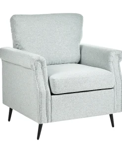 Sessel Polsterbezug Hellgrau / Schwarz Retro-Design Vietas