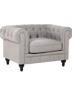 Sessel Polsterbezug Hellgrau Chesterfield
